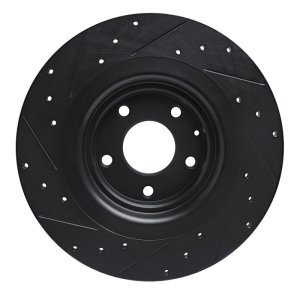 Mazda CX-9 Brake Rotor (1) - Rear Right - R1 Concepts - Drilled & Slotted - Black - `16-`23